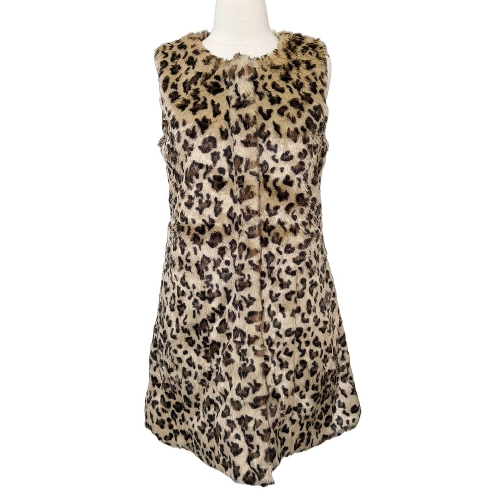 Sz XS new Crosby by Mollie Burch Margaret vest faux fur cheetah leopard print